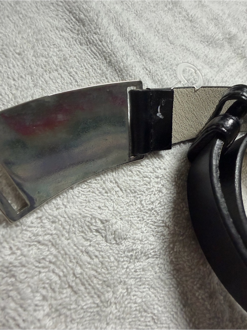 Ellen Tracy Black Leather Belt with Silver Metal Buckle - Picture 6 of 7